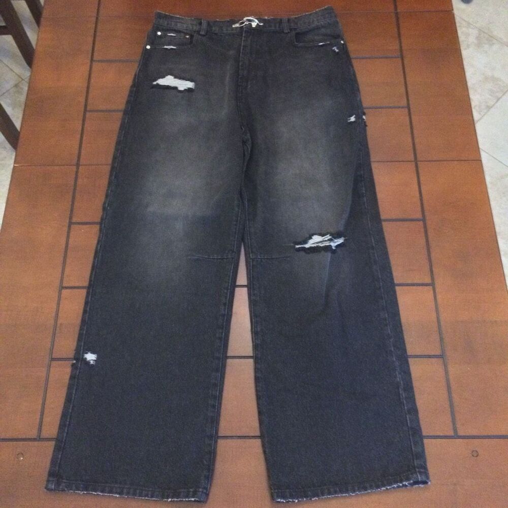 Tamed Psychotic Maverick Denim xl black wide leg jeans